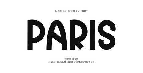 Paris logo Font, funky typeface for joyful brings life designs like children's artwork, birthday invitations, playful branding, and carnival typography. Vector typeset
