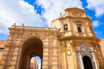 Naklejka premium Porta Garibaldi city gate, Addolorata Church, Marsala