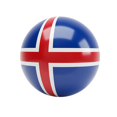 Iceland Soccer Ball With National Flag Design On Isolated Transparent Background