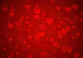 Romantic red background with softly blurred hearts for valentine s day celebrations