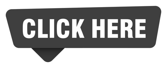 click here black sign isolated on transpatent background. click here sticker
