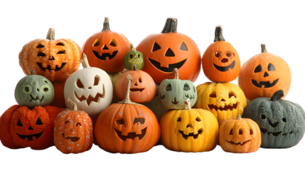 Halloween Pumpkin Decorating Contest, Creative and Festive Competition for Spooky Jack-o'-Lanterns, Fun Holiday Event, png file, isolated on white