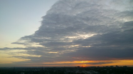 Bright sunset with stratus clouds