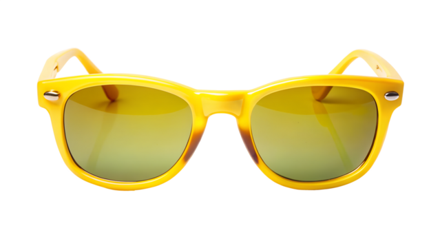 Yellow sunglasses isolated on transparent background, a trendy and stylish accessory for sun protection and a cool look, perfect for summer and vacation