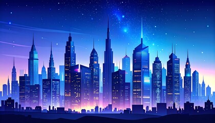 Fototapeta premium Futuristic city skyline at night (2)