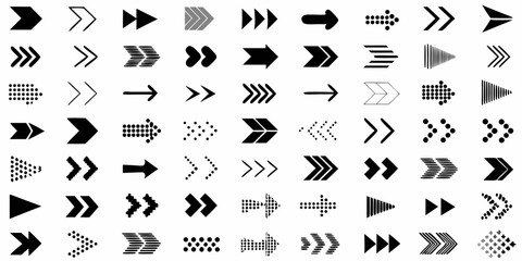 Assortment of Arrow Symbols in Multiple Styles Keywords: arrow, icon, symbol, direction