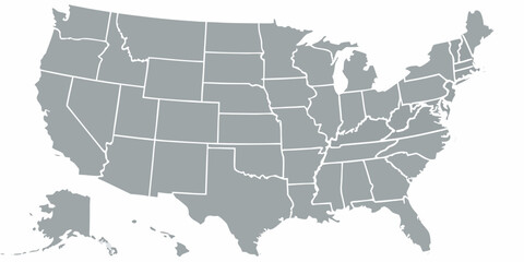 Gray United States of America map with state borders