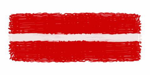 Hand-drawn Latvian flag with scribbled texture national flag