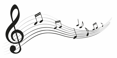 Treble clef and musical notes on a staff melody