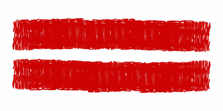 Two red horizontal scribbled bars on white hand-drawn