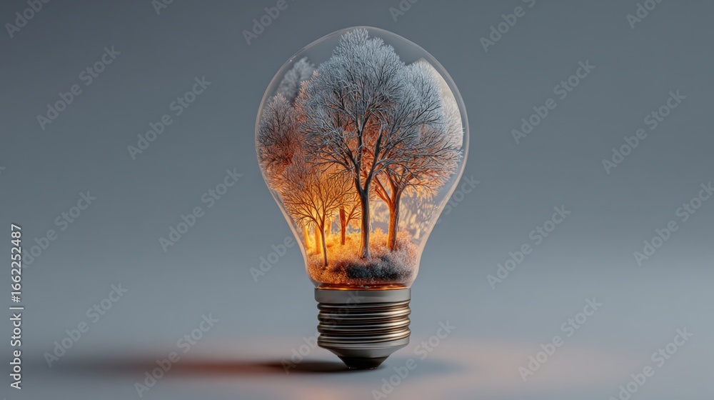 Poster a light bulb with a tree inside of it
