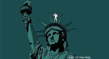 Man Climbing the Statue of Liberty