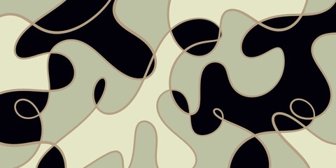 Black and beige camouflage pattern with abstract shapes