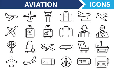 Clear and Simple Aviation Icons for Travel Projects