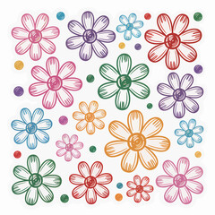 Vibrant hand drawn illustration of a stylized flower