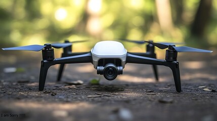 Advanced Aerial Quadcopter with High-Resolution Camera, Sleek White Body, and Black Propellers