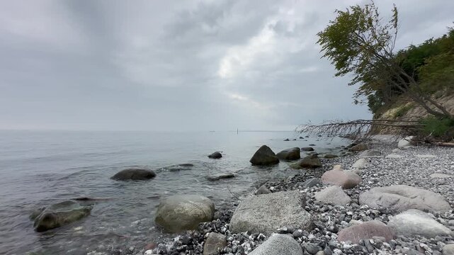 Rocky Boulder Beach Calm Baltic Sea Jasmund National Park Germany