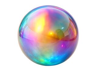 Obraz premium Iridescent Sphere Reflecting Colorful Lights on Background ball rainbow isolated on a transparent background