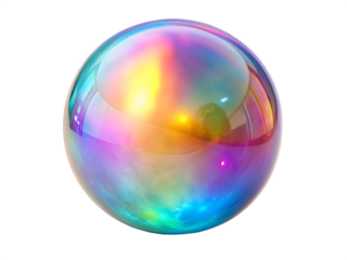 Iridescent Sphere Reflecting Colorful Lights on Background ball rainbow isolated on a transparent background
