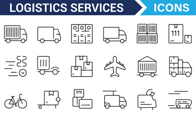 Icons for Shipping, Freight, and Logistics Services for Digital Projects