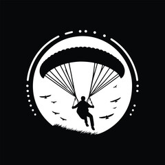 paraglider in sky vector silhouette clip art logo design illustration