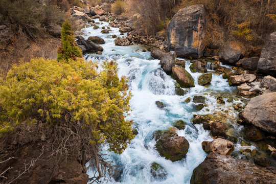 Iskanderkul Waterfall or Fann Niagara in Fann Mountains