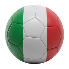 Fototapeta premium Italian Football Ball With Green White Red Flag Colors On Isolated Transparent Background