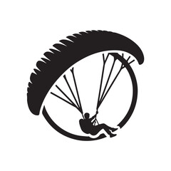 paraglider in sky vector silhouette clip art logo design illustration