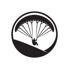 paraglider in sky vector silhouette clip art logo design illustration
