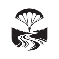 paraglider in sky vector silhouette clip art logo design illustration