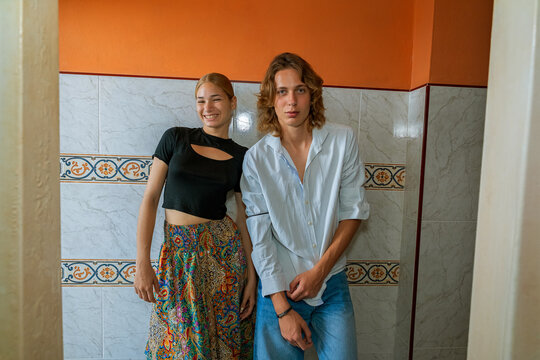 Vibrant lifestyle of a smiling couple in caribbean setting