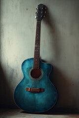 Naklejka premium acoustic guitar on the wall