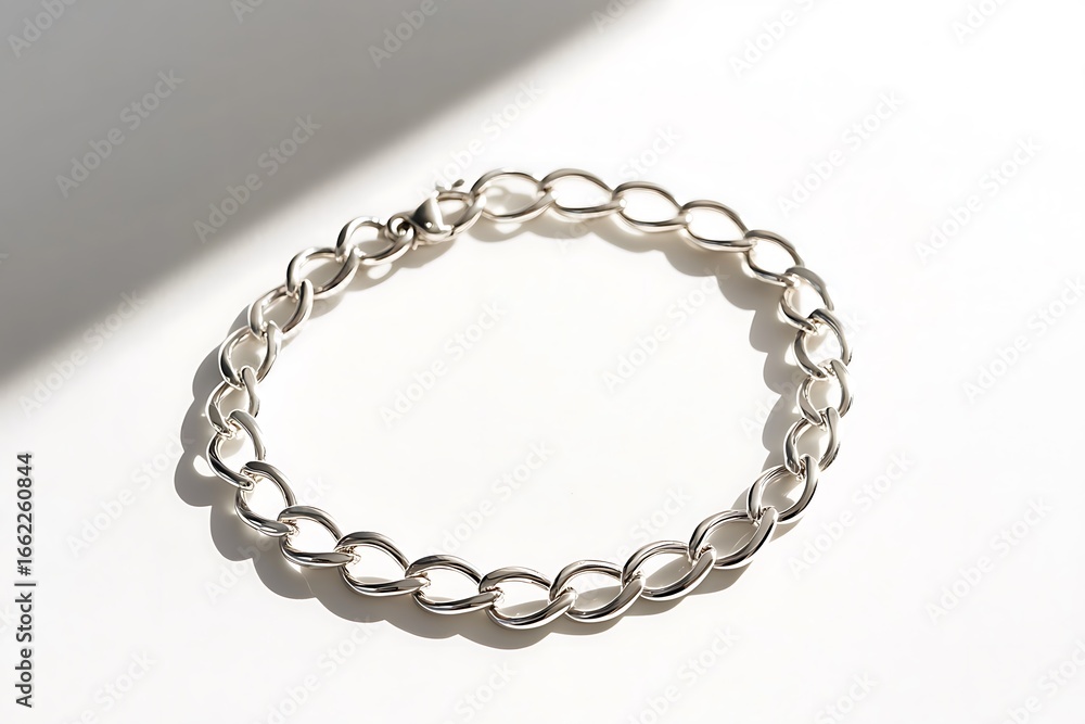 Poster delicate chain bracelet arranged neatly in a flawless circular display
