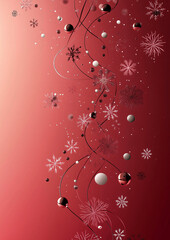 Winter Snowflakes Background with Red Gradient