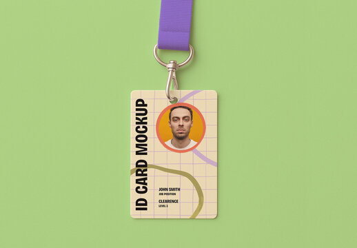 ID Card on Lanyard Mockup