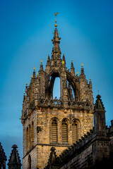 St Giles' Cathedral on the Royal Mile in Edinburgh, Scotland. Old building with a steeple and a dome