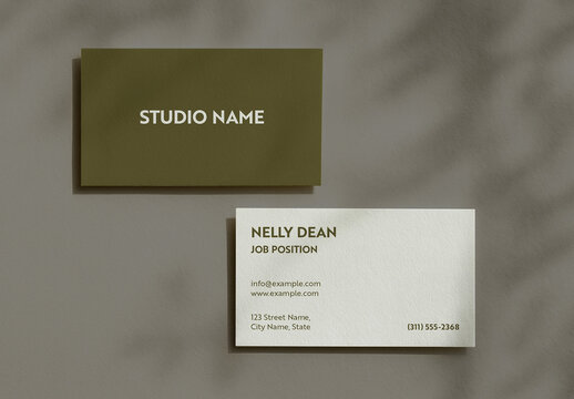Mockup of 2 Business Cards with Soft Dappled Shadows