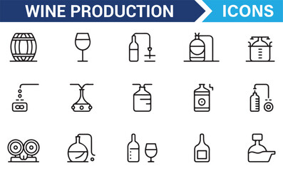 Winemaking Process Icons for Winery and Beverage Projects