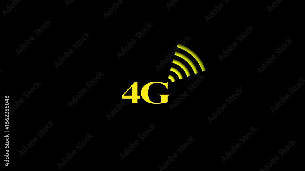 Aufkleber 4g network signal animation. 4g network icon design in flat icon. yellow update the network system. 