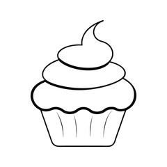 Christmas Cupcake Line Art Silhouette Vector Illustration