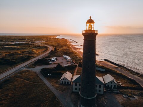 Aerial views of Grenen in Skagen, Denmark