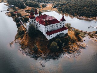 Aerial views of Lacko Castle in Sweden