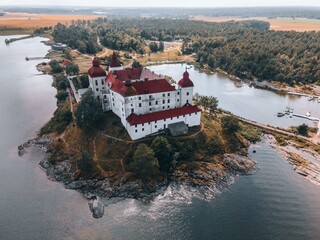 Aerial views of Lacko Castle in Sweden