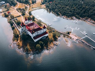 Aerial views of Lacko Castle in Sweden