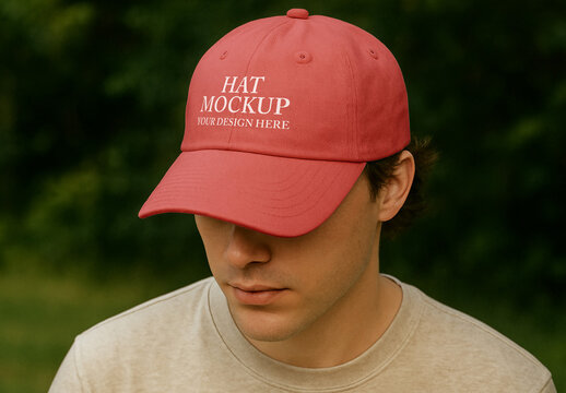 Close-up Baseball Hat Mockup