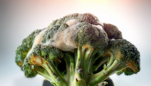 moldy broccoli closeup spoiled vegetable food waste