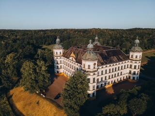Aerial views of Skokloster Castle in Skokloster, Sweden