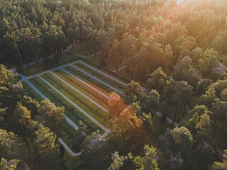 Aerial views of Skogkyrkogarden in Stockholm, Sweden