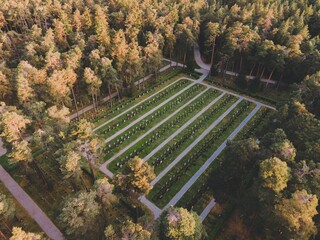 Aerial views of Skogkyrkogarden in Stockholm, Sweden