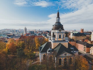 Aerial views of Katarina Kyrka in Stockholm, Sweden